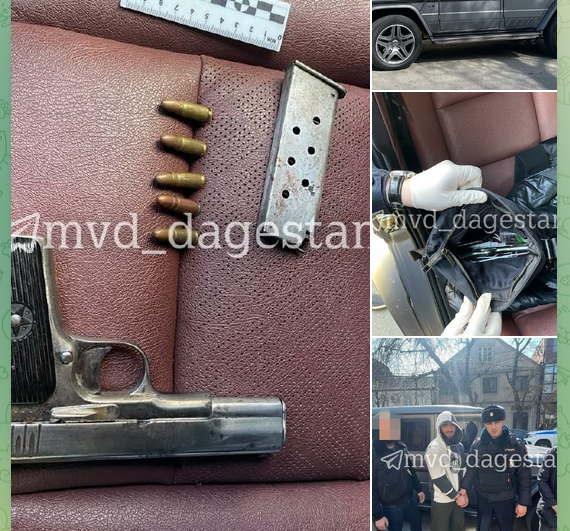 В остановленном в Дагестане «Mercedes» полицейские нашли боевое огнестрельное оружие