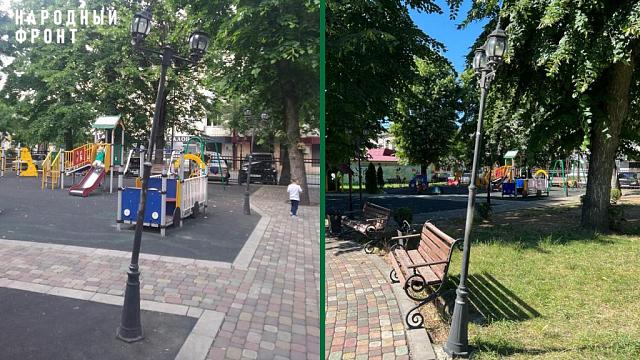 Активистов в Нальчике возмутили плохо закрепленные фонарные столбы на детской площадке 